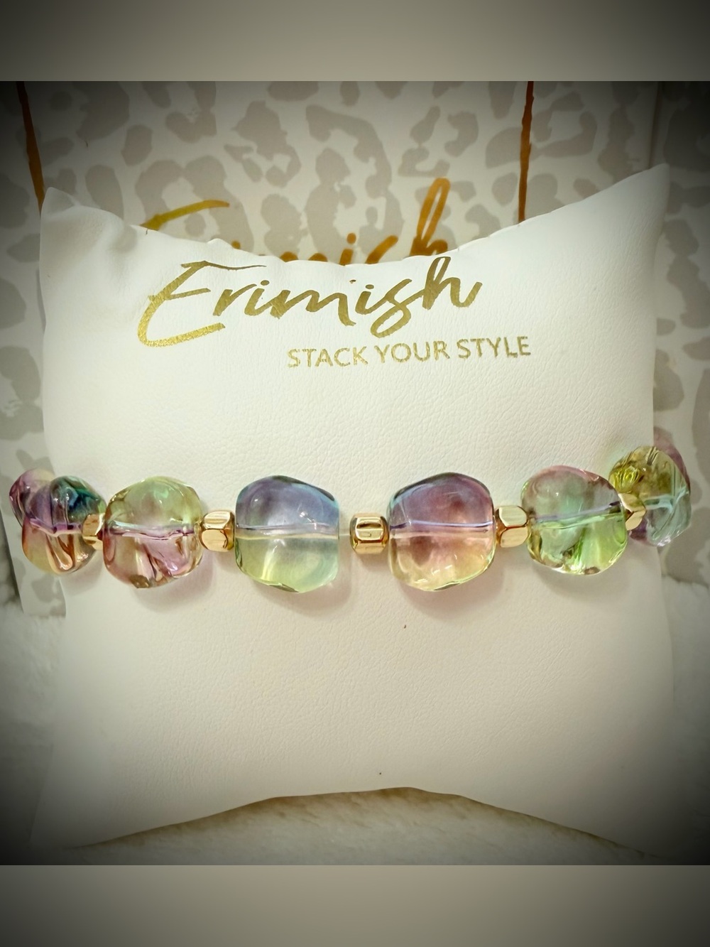New ERIMISH Bracelet - Chunky Purple, Green & Gold Halloween Extended or Regular